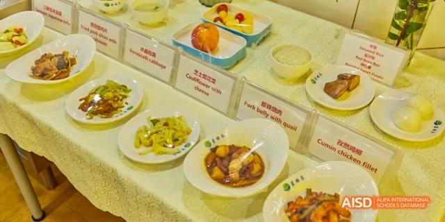 A photo showing different varieties of healthy food items in plates, at Beijing Enlighten School.