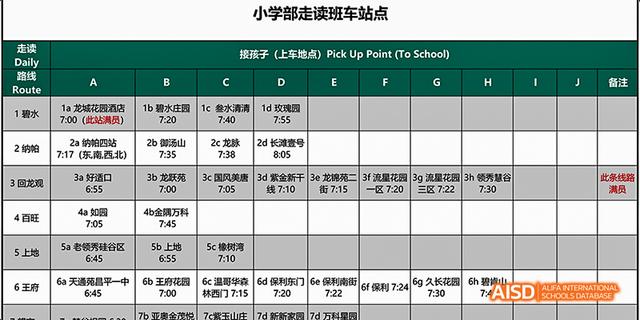 A spreadsheet or class schedule from Beijing Huijia Private School.
