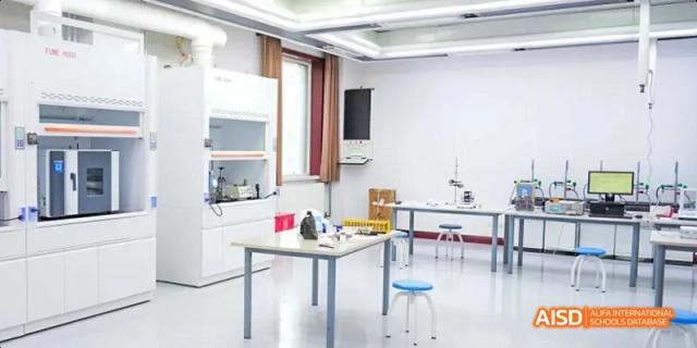 A photo showing an empty classroom, at Beijing Royal School.