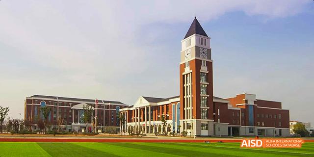 The main school building and clock tower at Maple Leaf International School - Luoyang.