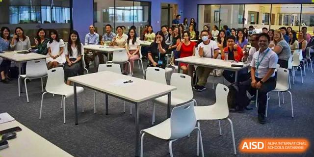 Students and teachers from Nord Anglia School Guangzhou Panyu sitting in a classroom.