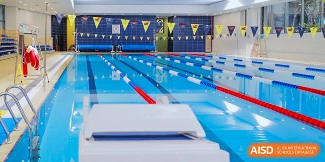 An empty swimming pool at The British School of Nanjing.