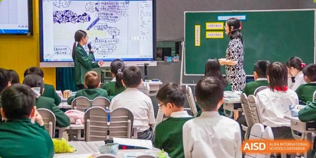 A group of students from Times College engaged in a classroom discussion, facing the front of the room.