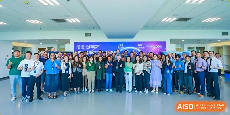 A group photo of students and staff at Yew Wah International Education School Of Beijing Yizhuang Campus.