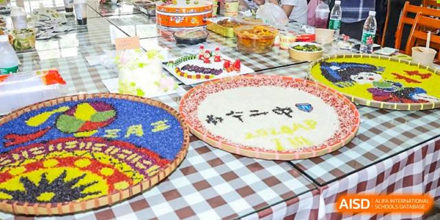 A serving of sliced cake and other desserts from the cafeteria at Nanning No.2 High School International Division.