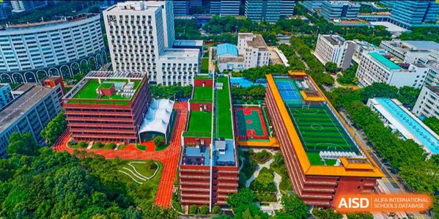 An aerial view of the sports fields and tennis courts at BASIS International & Bilingual Schools Chengdu.