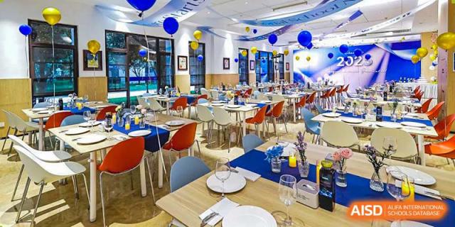 The clean and organized cafeteria at BASIS International School Nanjing.