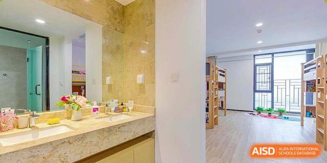 A clean and modern bathroom at BASIS International School Nanjing.