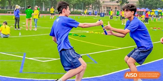 A student from Changwai Bilingual School participating in a track and field event.