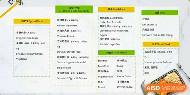 A breakfast menu for Changwai Bilingual School, displayed on a document.