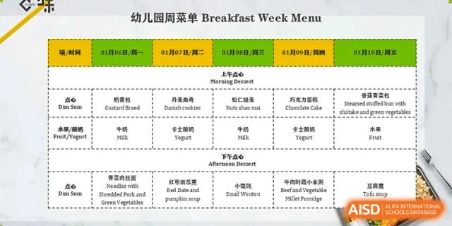 A variety of small dishes and snacks on a table at an event at Changwai Bilingual School.