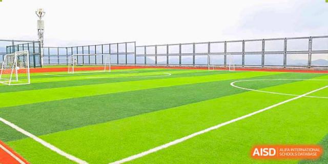 The running track and soccer field at Qingdao Cornerstone Bilingual School.