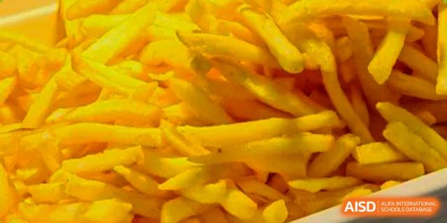 A close-up shot of french fries served at the cafeteria at Tsinglan School.