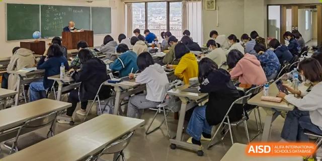A classroom at Northeast Yucai Foreign Language School where students are sitting at desks and studying.