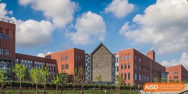 The exterior of a building at Dulwich College Shanghai Puxi.