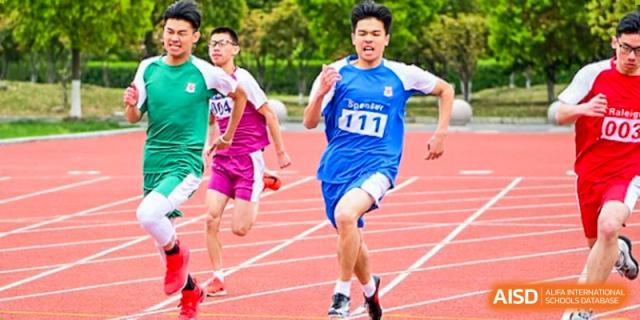 Students from Dulwich International Suzhou High School Programme competing in a track race.