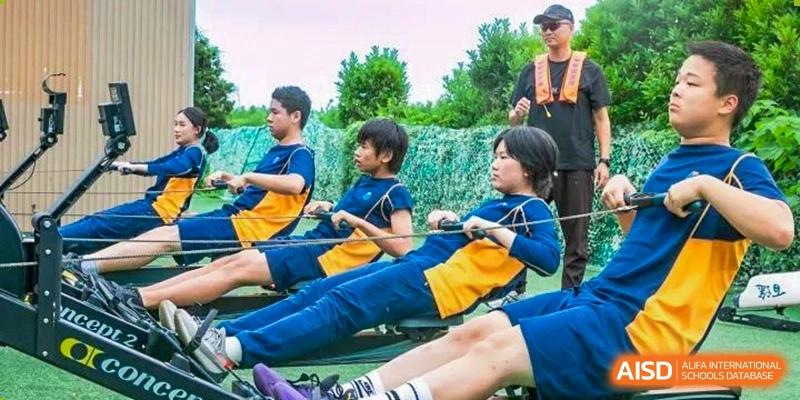Students participating in a team-building activity at Yew Wah International Education School of Shanghai Lingang.