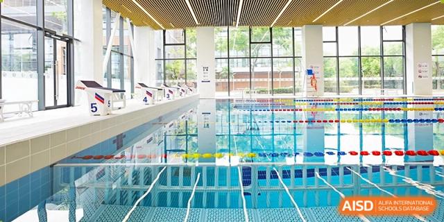 A view of the indoor swimming pool at Yew Wah International Education School of Shanghai Lingang.