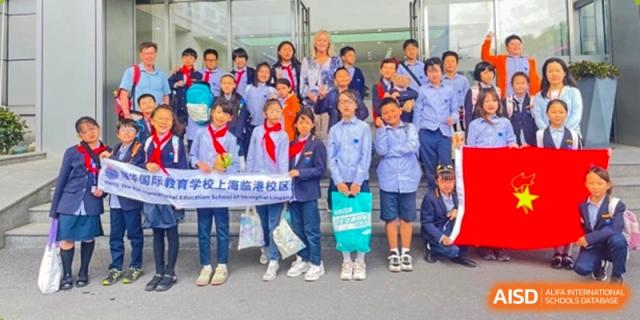 Group of young students on a field trip at Yew Wah International Education School of Shanghai Lingang.