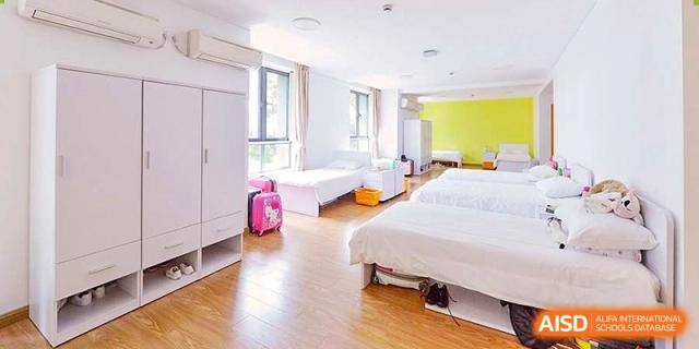A student dormitory room at Yew Wah International Education School of Shanghai Lingang.