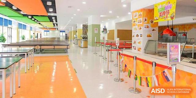 The school's canteen or common area at Yew Wah International Education School of Shanghai Lingang.