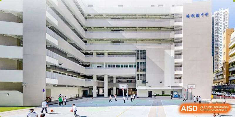 A dynamic architectural view of the modern campus buildings and open grounds of the Affiliated School of JNU for Hong Kong & Macao Students.