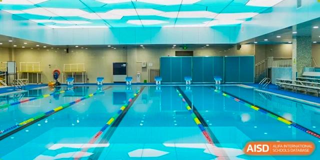 A photo showing an indoor swimming pool, at The British School of Beijing, Shunyi.