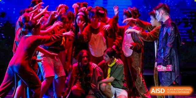 Students from Dulwich College Shanghai Pudong backstage during a performance.