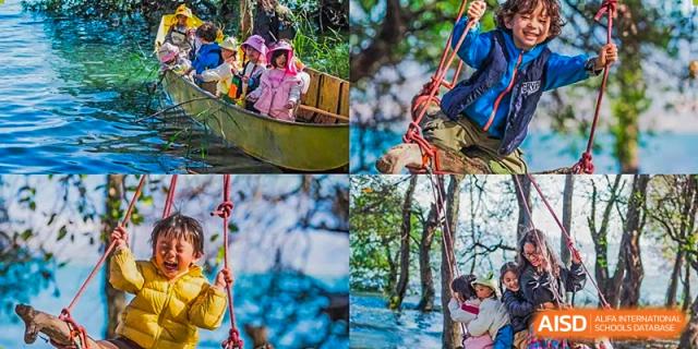 A student from EtonHouse International School Nanjing on a rope course.